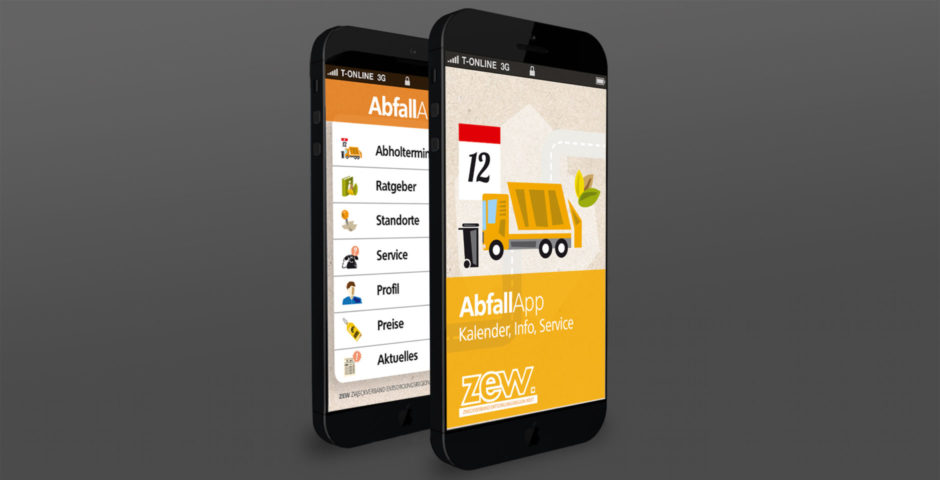 App Design Screendesign Abfallapp wesentlich regio it Aachen Entsorgungsbetriebe